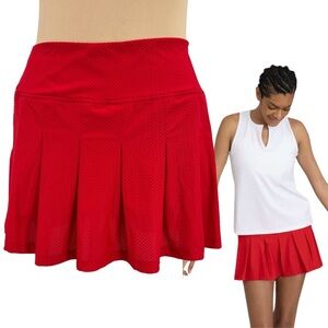 B. Passionate (Med - EUC) Red Mesh Groove Pleated Tennis Skirt